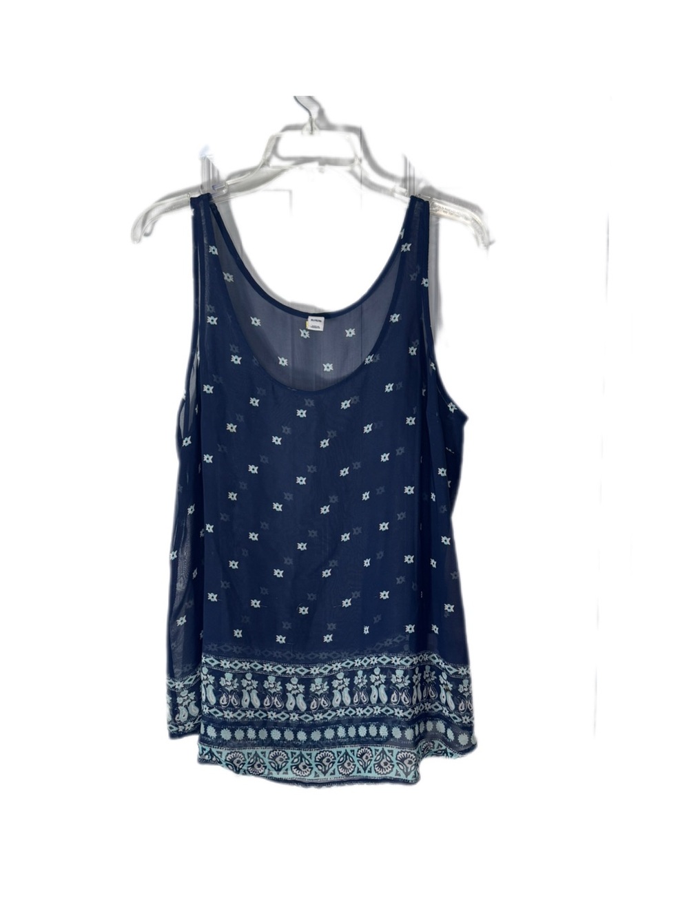 Old Navy Navy Printed Border Tank Top